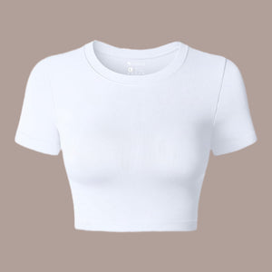 3 Pack Women’s Basic Crop Top Short Sleeves Crew Neck Nude NeutralColors