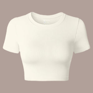 3 Pack Women’s Basic Crop Top Short Sleeves Crew Neck Nude NeutralColors