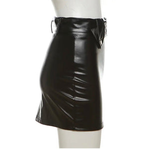 Bad Gyal Faux Leather Jacket, Mini Skirt & Belt Set